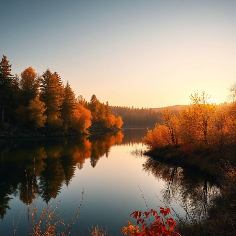 Landschaftsfotografie - See mit Bäumen im Herbst