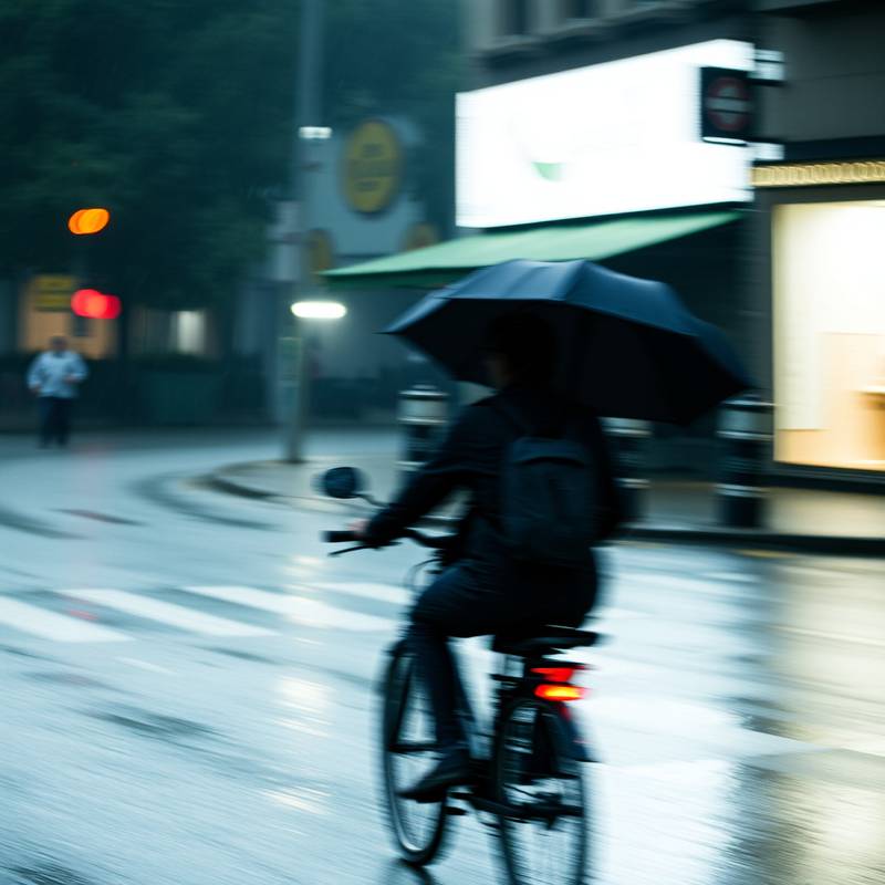 Streetfotografie - Fahrradfahrer im Regen